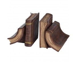 Stylový hnědý pár držáků na knihy Old books v koloniálním stylu z keramiky