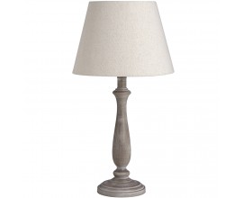 Stylová stolní lampa s šedou keramickou nohou s opotřebovaným designem se lněným textilním stínítkem
