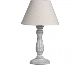 Designová noční lampa Paros ve vintage stylu v šedé barvě s opotřebovaným vizuálem se stínítkem v béžové barvě s keramickou nohou