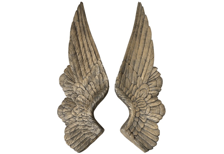 Vintage nástěnná dekorace andělská křídla (2 ks) ve starozlaté barvě