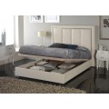 Designová kožená manželská postel Monica s elegantním prošívaným čelem as úložným prostorem 150-180cm