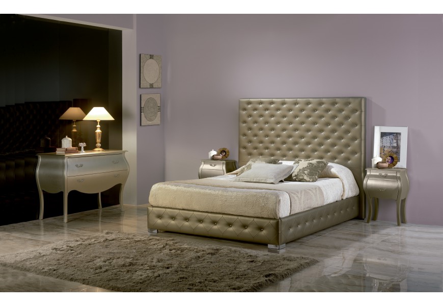 Moderní čalouněná postel Leonor s chesterfield prošíváním as úložným prostorem150-180cm