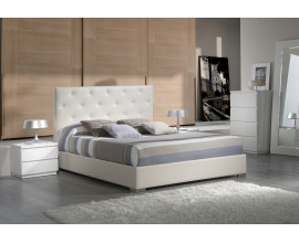 Designová manželská postel s čalouněním z ekokůže s chesterfieldským prošíváním