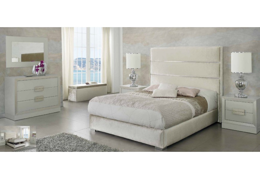 Luxusní čalouněná postel CLAUDIA s vysokým prošívaným čelem a úložným prostorem 200 cm