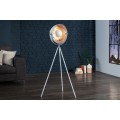 Originální moderní stojací lampa Studio 140cm bílá / stříbrná