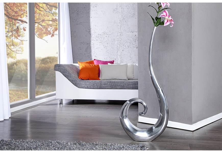Luxusní stylová váza Vlna 106 cm stříbrná
