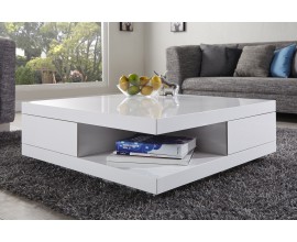 Designový moderní konferenční stolek s 2 zásuvkami bílý