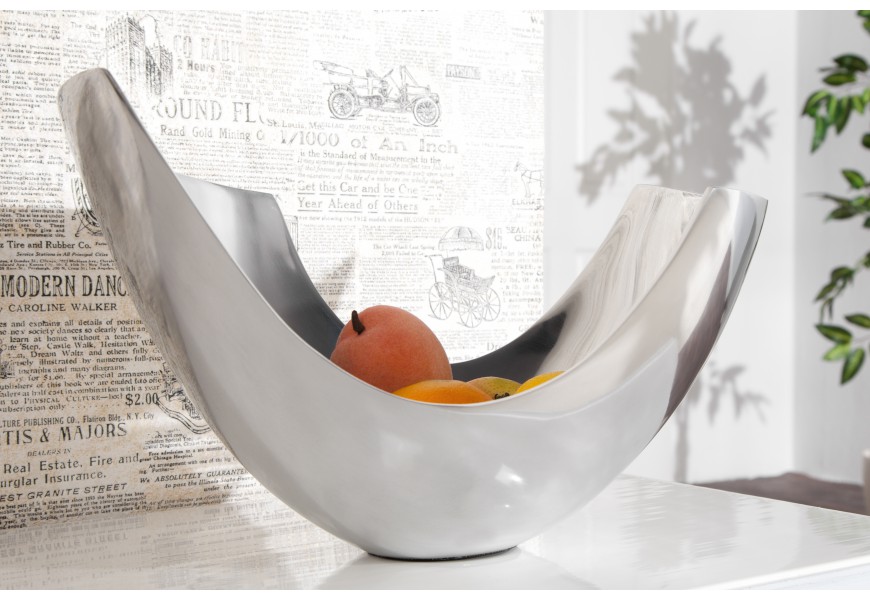 Luxusní moderní dekorační mísa Abstrakt 35 cm stříbrná