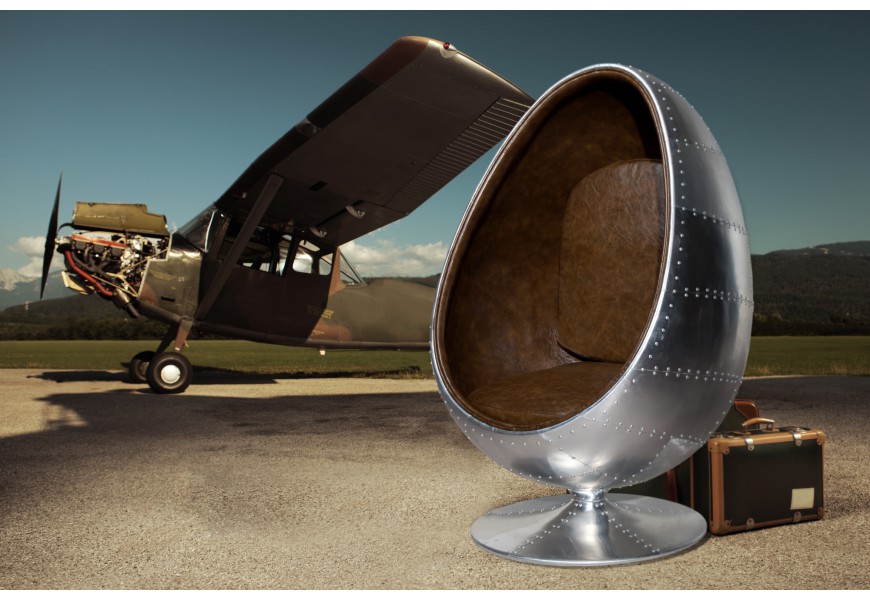 Designové moderní křeslo Space Egg stříbrné