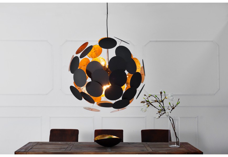 Designová elegantní závěsná lampa Infinity černo-zlatá