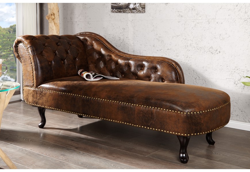 Luxusní lenoška Chesterfield Brown Antik Look