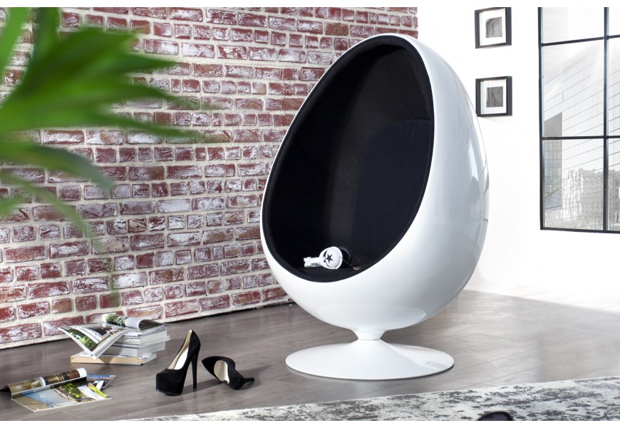Luxusní elegantní křeslo Space Egg bílo-černé