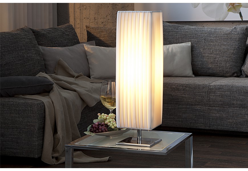 Designová moderní stojací lampa Křída 60 cm bílá
