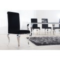 Stylová klasická sametová moderní jídelní židle Modern Barock s chromovými stříbrnými nožičkami a černým potahem 106 cm