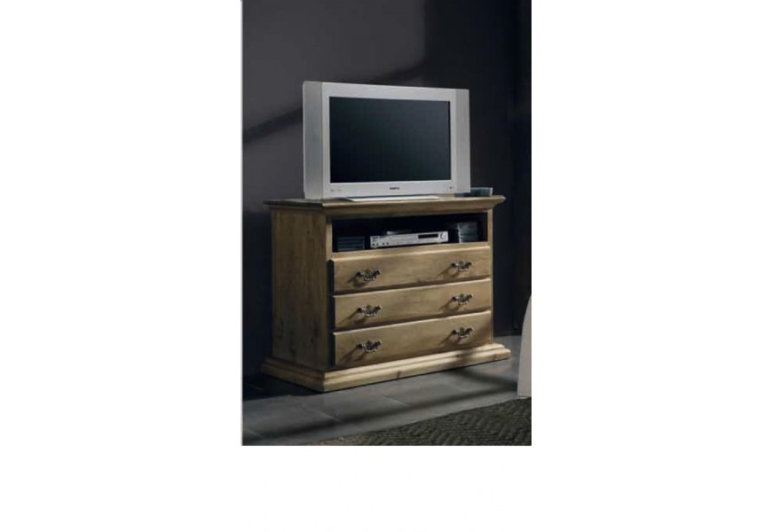 Dřevěný TV stolek Nuevas formas v rustikálním stylu se třemi zásuvkami 102cm