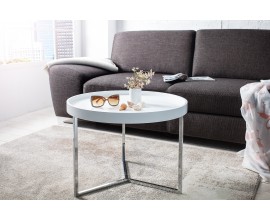 Stylový konferenční stolek Modul 60 cm bílá, stříbrná