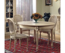 Luxusní rustikální kulatý jídelní stůl Nuevas formas vyřezávaný rozkládací 178cm