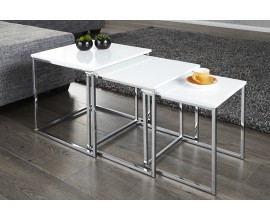 Moderní stylový konferenční stolek New Fusion sada 3ks bílá