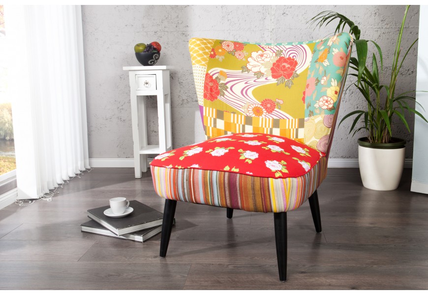 Jedinečn&eacute; křeslo Retro Ibiza Patchwork / barva