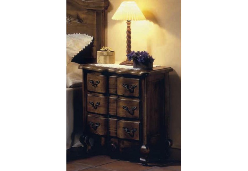 Rustikální luxusní noční stolek Nuevas formas se třemi zásuvkami 68cm