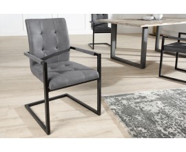 Designová stylová židle Oxford s područkami šedá