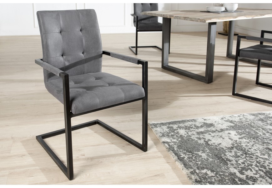Designová stylová židle Oxford s područkami šedá