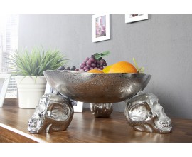 Extravagantní originální dekorační mísa na ovoce Lebka 35cm stříbrná