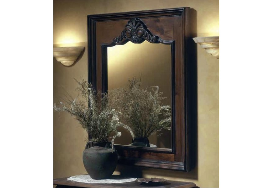 Rustikální luxusní nástěnné obdélníkové zrcadlo Nuevas formas v tlustém masivním rámu s motivem 105cm