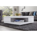 Designový moderní konferenční stolek s 2 zásuvkami bílý