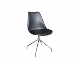 Stylová moderní jídelní židle Spider v černé barvě s kovovými stříbrnými nožičkami 85 cm
