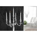 Klasický zámecký vysoký stříbrný kovový 5 ramenný svícen Modern barock s lesklým povrchem 120 cm