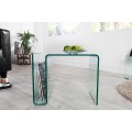 Designový moderní skleněný čtvercový konferenční stolek Ghost s přihrádkou s oblými hranami 50 cm