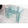 Designový moderní Set 3 skleněných konferenčních stolků Ghost