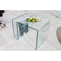 Designový moderní skleněný čtvercový konferenční stolek Ghost s přihrádkou s oblými hranami 50 cm