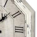 Stylové vintage nástěnné závěsné osmiúhelníkové hodiny Antiquite de Paris v bílé barvě s patinou s římskými čísly 63 cm