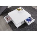 Designový moderní konferenční stolek s 2 zásuvkami bílý