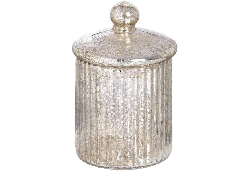Round silver glass decorative box