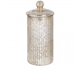 Tall round silver glass decorative box