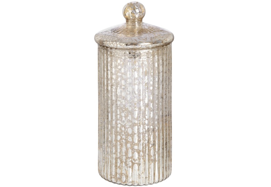 Tall round silver glass decorative box