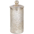 Tall round silver glass decorative box
