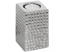 Square Silver ceramic Tea Light Holder - Small