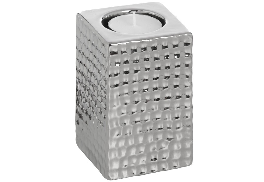 Square Silver ceramic Tea Light Holder - Small