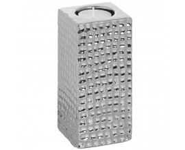 Square Silver Ceramic Tea Light Holder - Medium