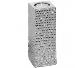 Square Silver Ceramic Tea Light Holder - Large