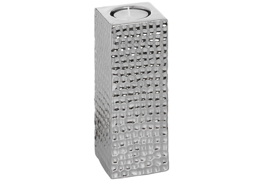 Square Silver Ceramic Tea Light Holder - Large