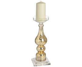 Tall antique gold glass candle column.