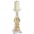 Tall antique gold glass candle column.