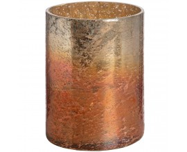 Měděný metalický skleněný svícen medium