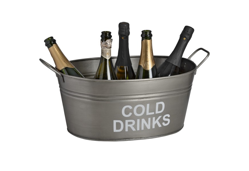 'Cold Drinks' bucket in antique pewter