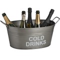 'Cold Drinks' bucket in antique pewter
